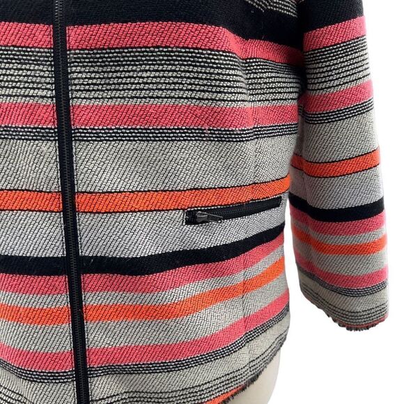 Halogen Petite Women's L Striped Cropped Blazer Jacket Multicolor - Picture 7 of 8